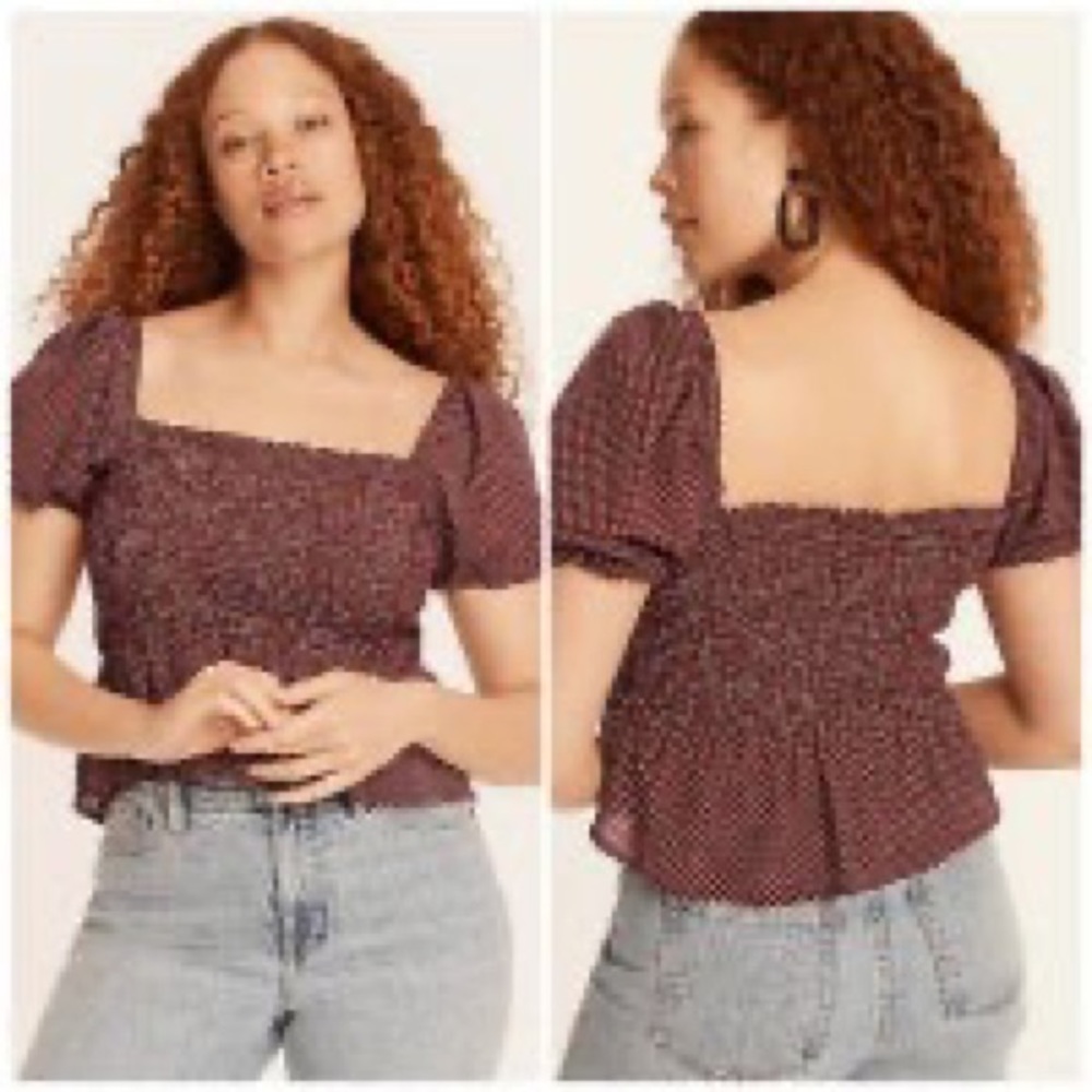 J. Crew smocked puff sleeve shirt
